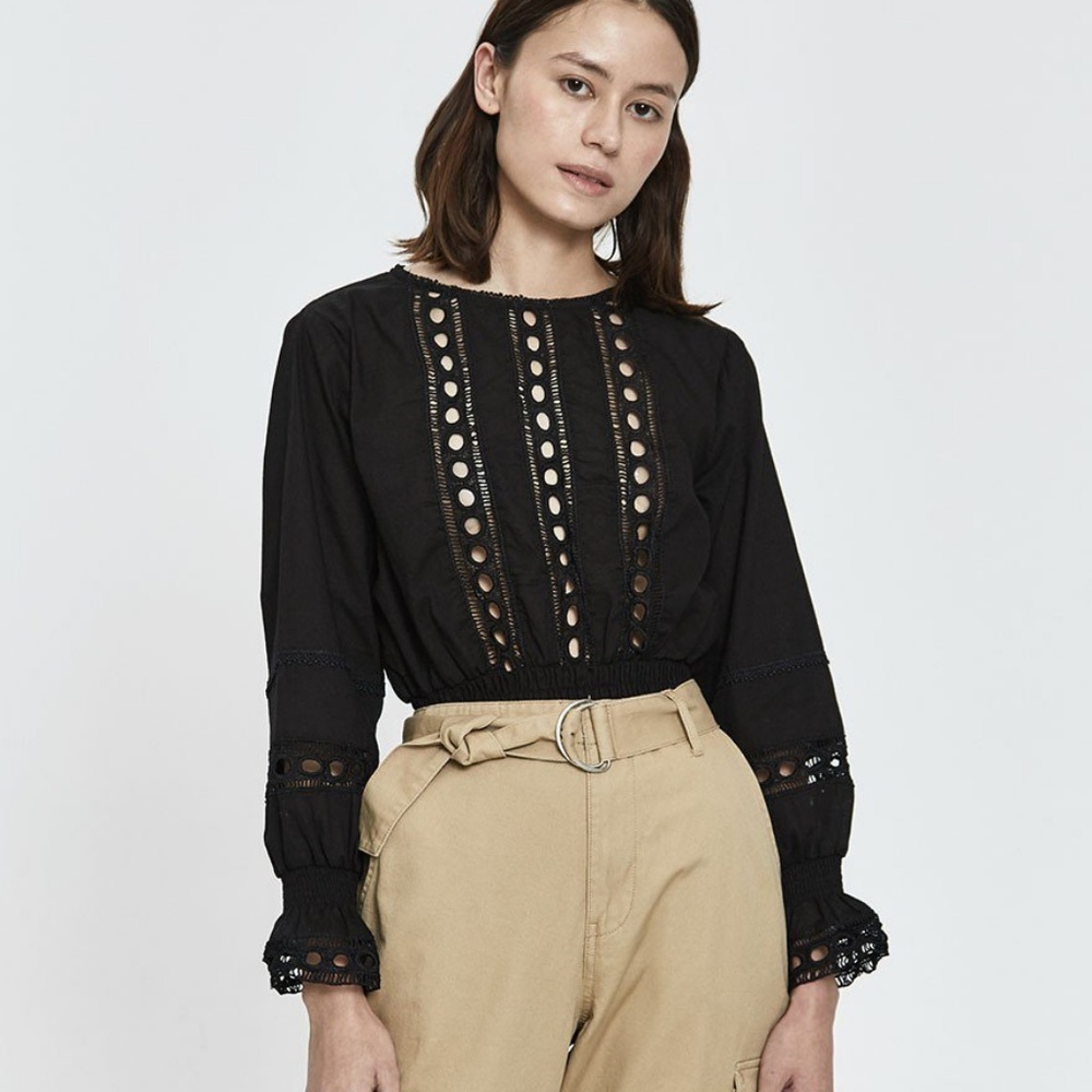 NWT Farrow Tasha Smocked Eyelet Top